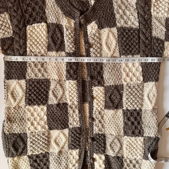 Vintage Blarney Woolen Mills Chunky Wool Patchwork Cardigan Sweater Size: XL - Picture 13 of 13